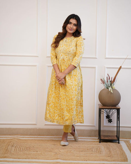 Nayra Cut Heavy Embroidery Cotton Suit