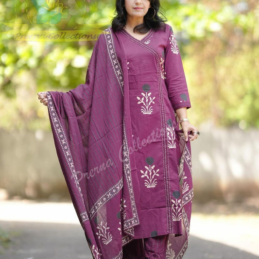 Angrakha Style Kurta Set Magenta